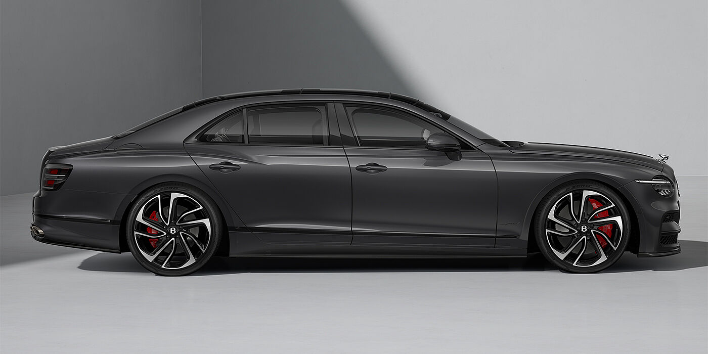 Bentley Köln New Bentley Flying Spur Speed sedan in Magnetic paint profile with 22" Swept spoke Black & Machined wheels