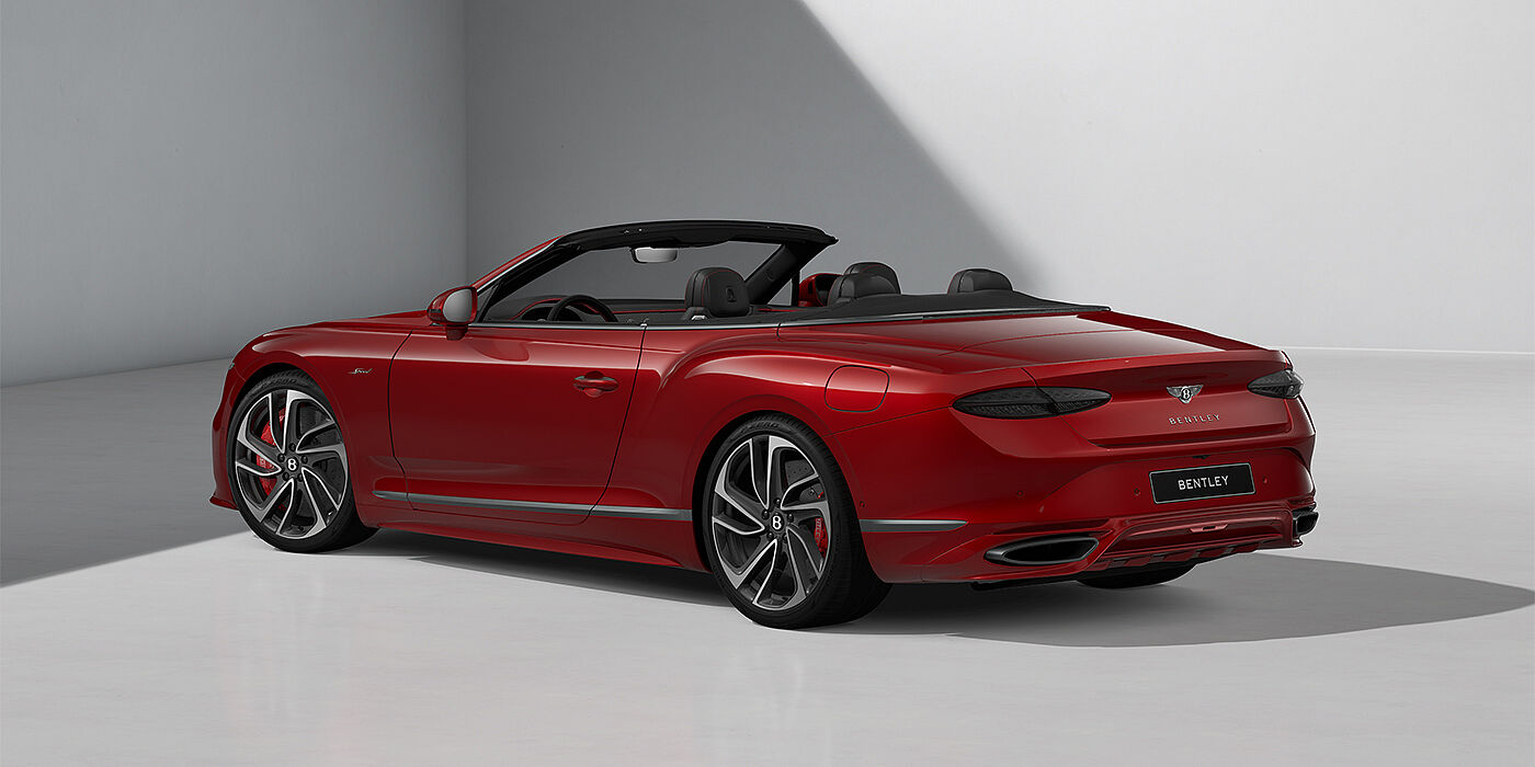 Bentley Köln Bentley Continental GTC Speed convertible in Dragon Red paint and 22" swept spoke wheels - rear 3/4