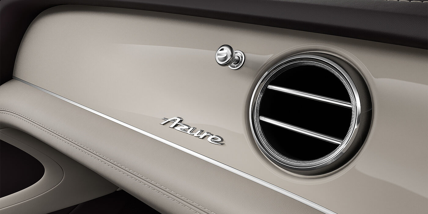 Bentley Köln Bentley Bentayga Azure SUV veneer detail in Piano Linen with Azure chrome fascia badge