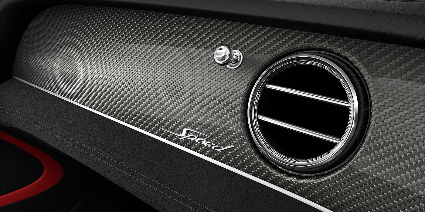 Bentley Köln Bentley Bentayga Speed SUV veneer detail in Carbon Fibre with Speed fascia badge