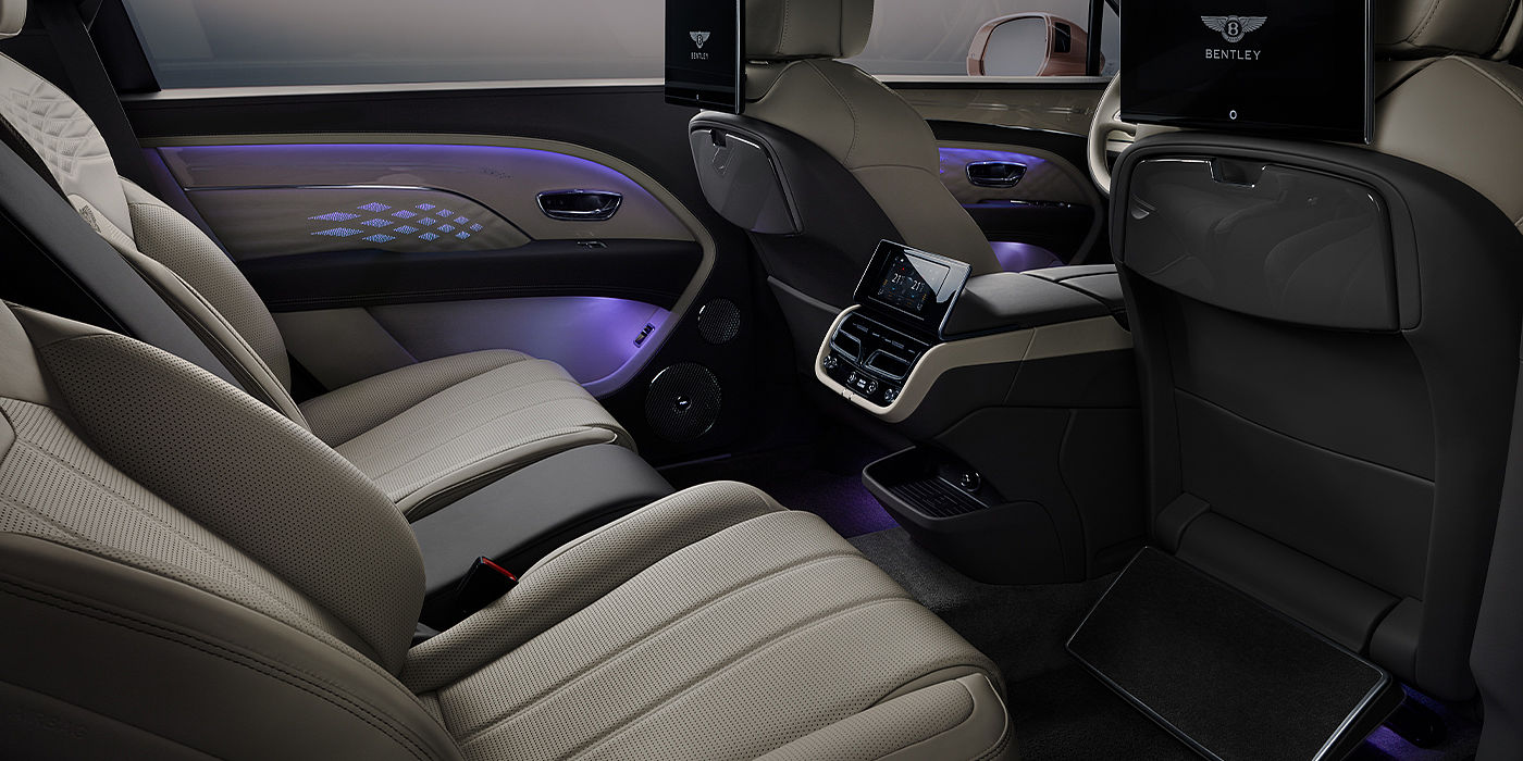 Bentley Köln Bentley Bentayga EWB Azure SUV rear interior with Bentley Diamond Illumination