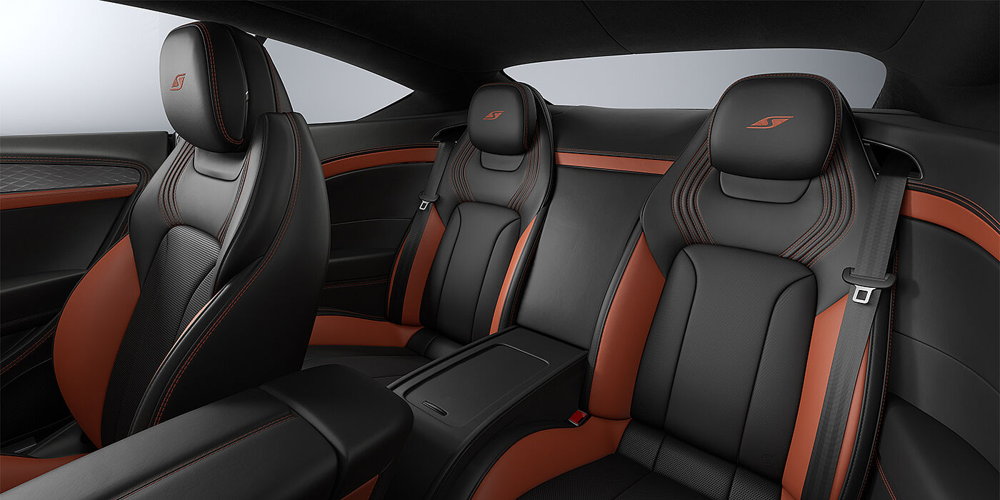 Bentley Köln Bentley Continental GT coupe rear interior in Newmarket Tan and Beluga black hides