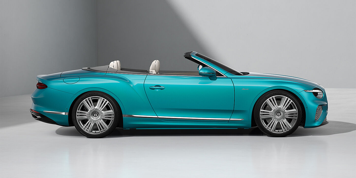 Bentley Köln Bentley Continental GTC Azure convertible in Topaz Blue paint and 22" Azure wheels - profile