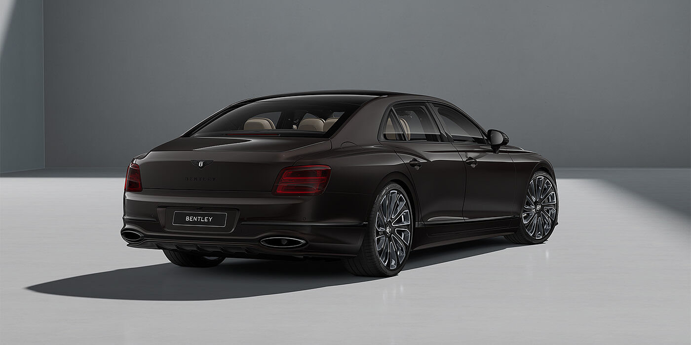 Bentley Köln New Bentley Flying Spur Mulliner sedan in Havana brown paint rear 3/4 with 22" Mulliner Black Painted & Polished wheels