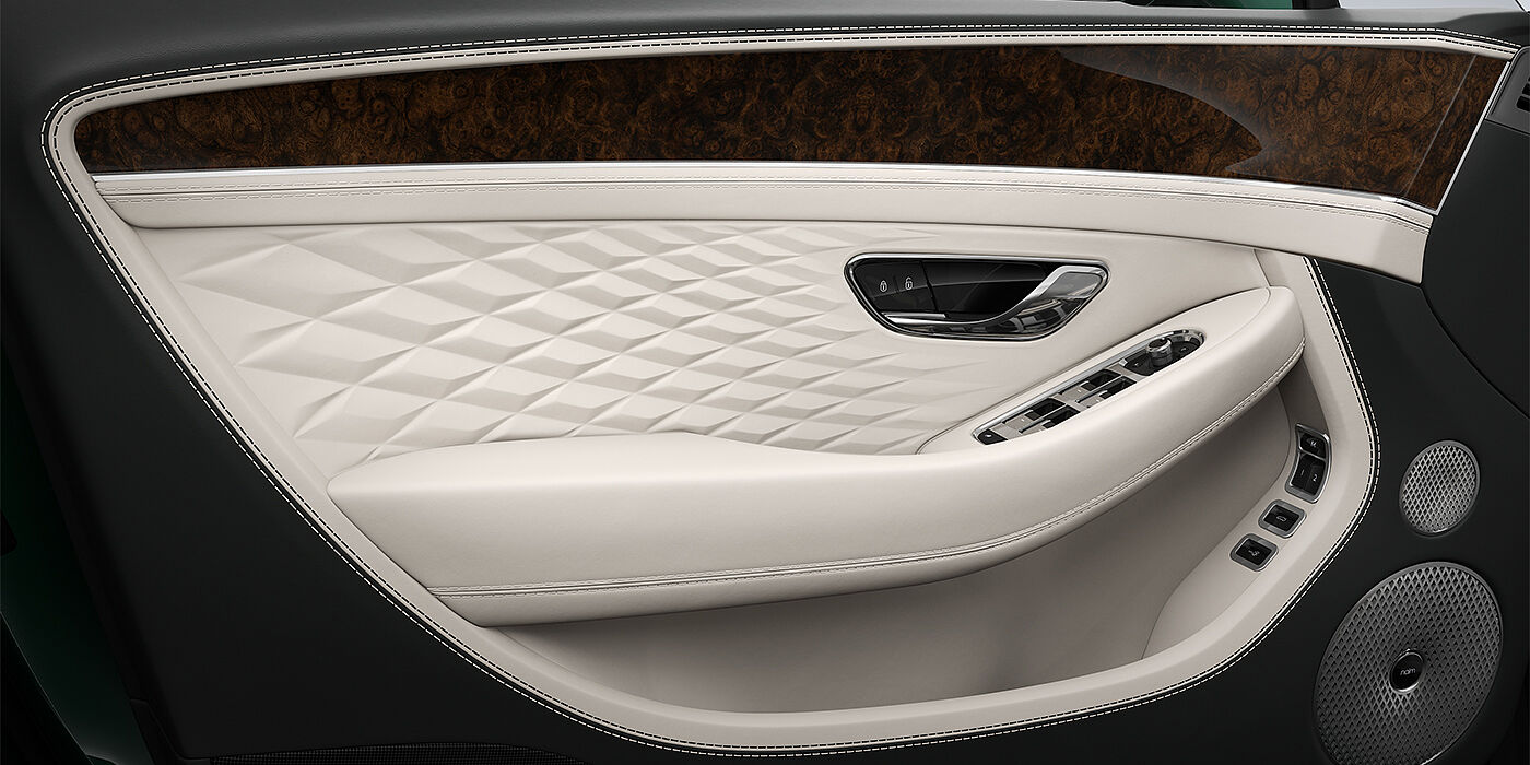 Bentley Köln Bentley Continental GT Azure door detail in Linen and Cumbrian Green hides