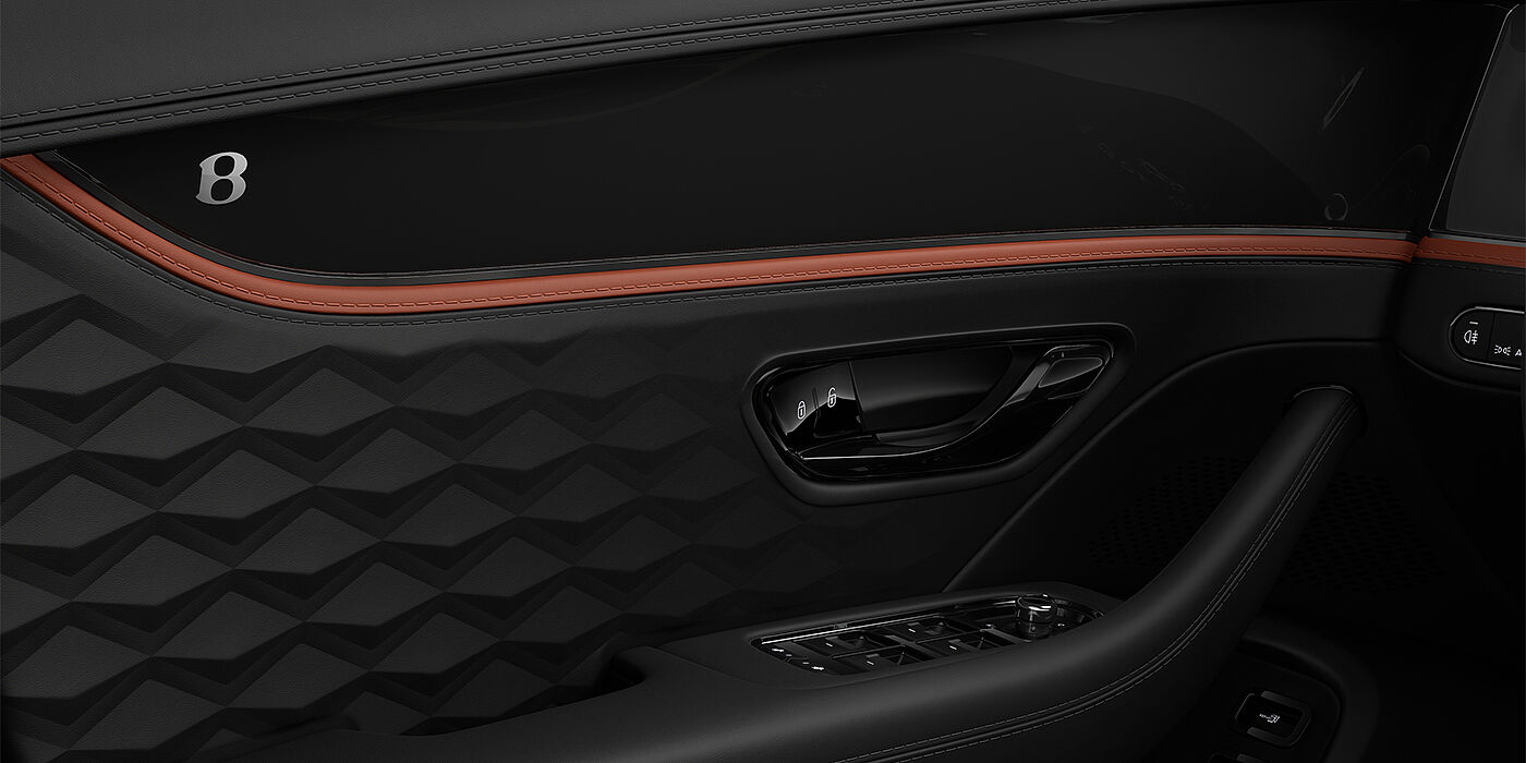 Bentley Köln New Bentley Flying Spur Mulliner sedan door interior in Porland and Beluga black hides