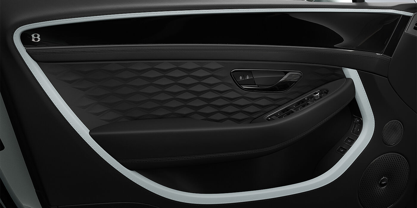 Bentley Köln Bentley Continental GTC Mulliner convertible door detail in Linen and Beluga black hides with Breeze accent hide