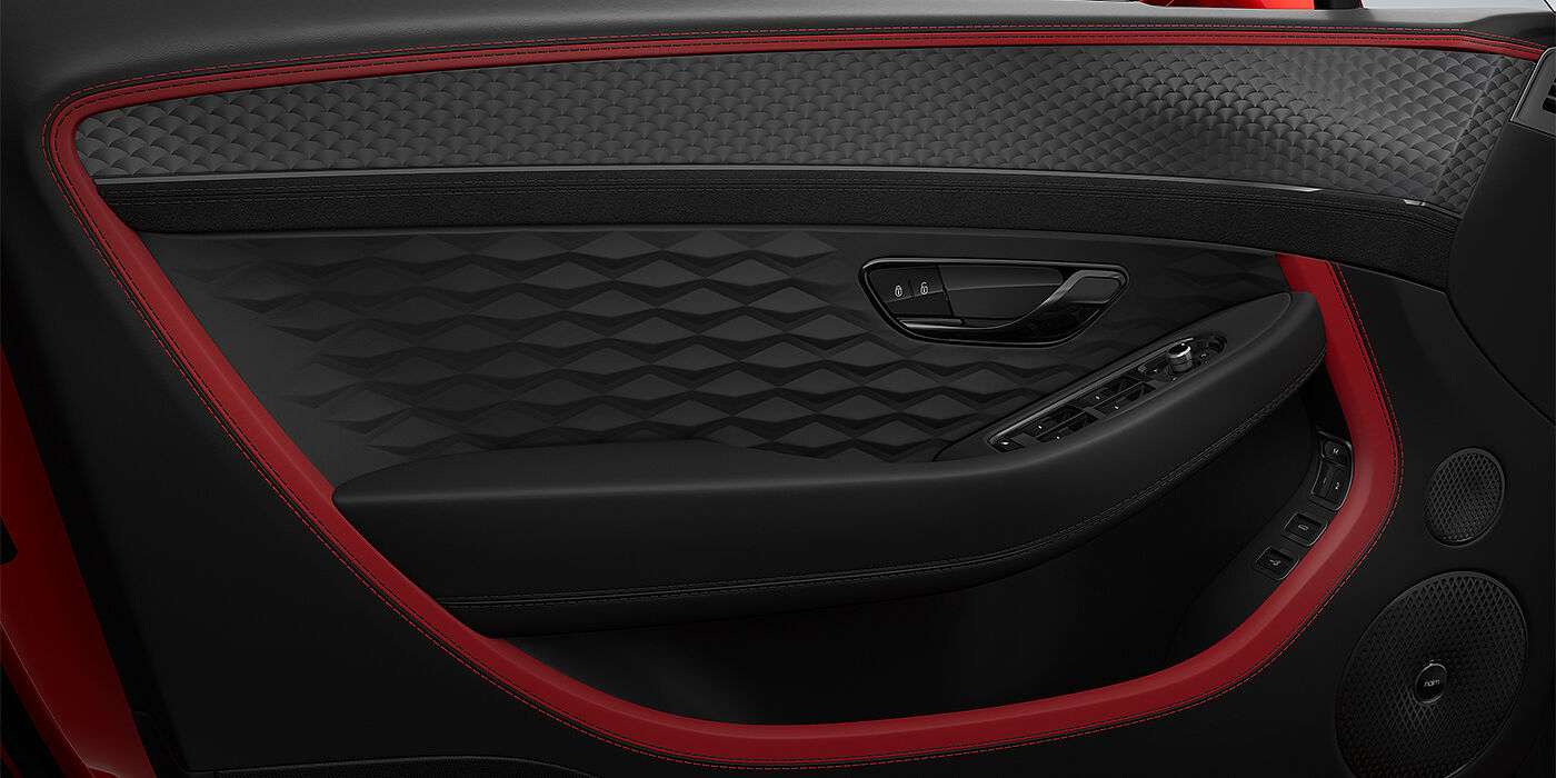 Bentley Köln Bentley Continental GTC Speed convertible door detail in Hotspur red and Beluga black hides