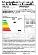 Bentley Continental GT Mulliner 2025 information über den energieverbrauch und die co2-emissionen des neuen pkw
