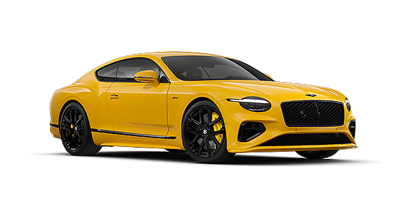 Bentley Köln Bentley Continental GT Speed coupe in Monaco Yellow paint and 22" Ten spoke sport wheels - front 3/
