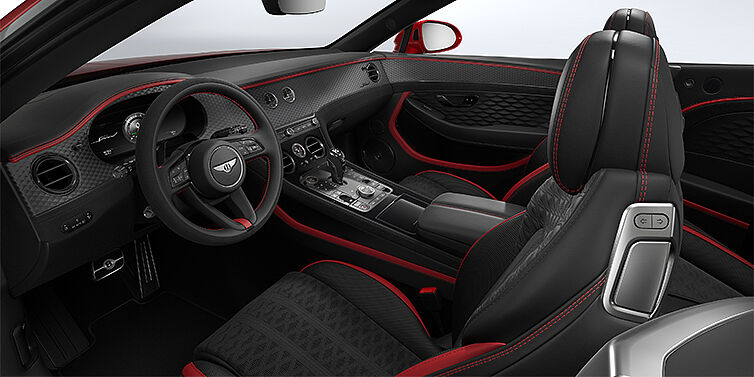 Bentley Köln Bentley Continental GTC Speed convertible front interior in Hotspur red and Beluga black hides