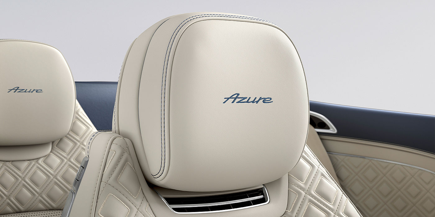 Bentley Köln Bentley Continental GTC Azure convertible seat detail in Linen hide with Azure emblem