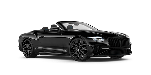 Bentley Köln Bentley Continental GTC Black Edition convertible front three quarters in Onyx black paint