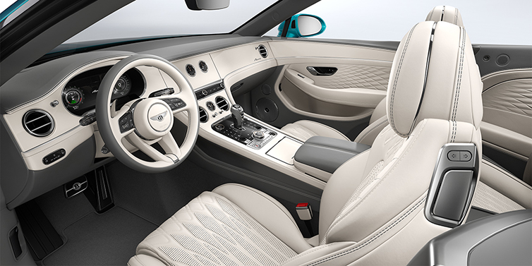 Bentley Köln Bentley Continental GTC Azure convertible front interior in Linen and Gravity Grey hides