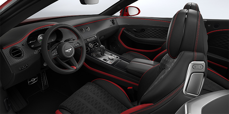 Bentley Köln Bentley Continental GTC Speed convertible front interior in Hotspur red and Beluga black hides