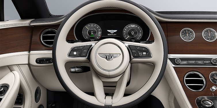 Bentley Köln Bentley Continental GTC convertible steering wheel in Linen and Imperial Blue hides