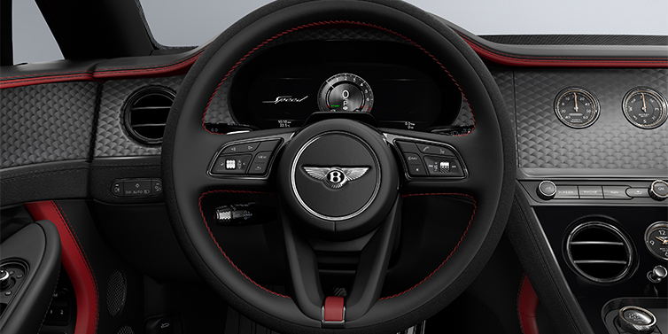 Bentley Köln Bentley Continental GTC Speed convertible steering wheel in Hotspur red and Beluga black hides