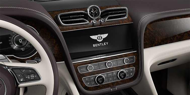 Bentley Köln Bentley Bentayga EWB Azure SUV centre console detail showing Bentley Wings